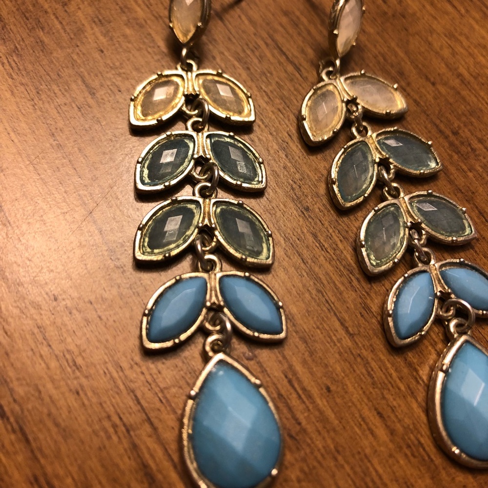 Blue Leaf Earrings